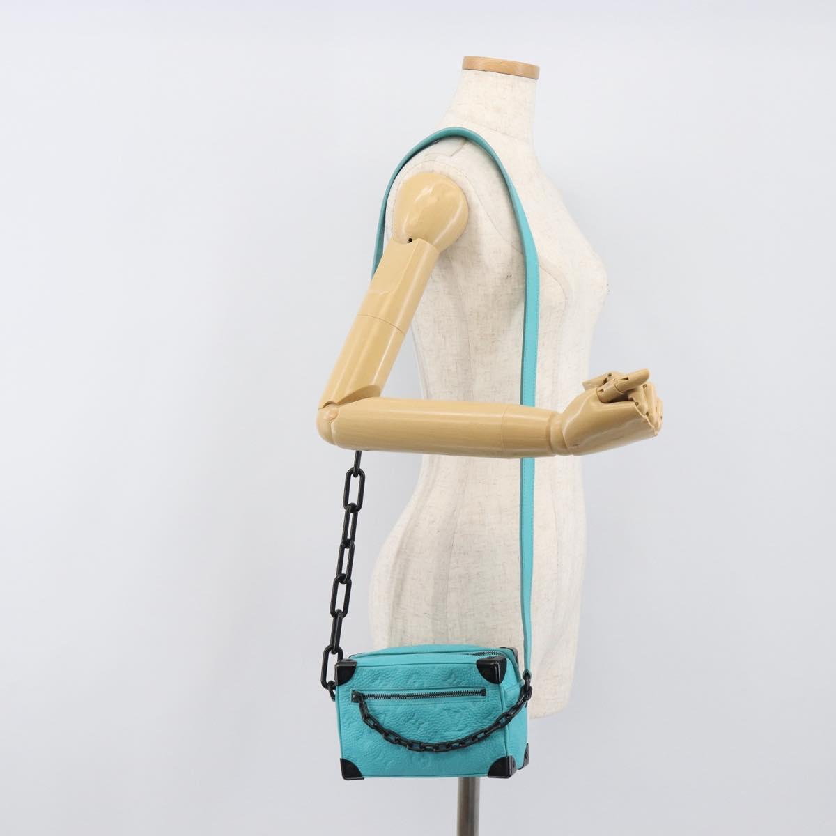LOUIS VUITTON Mini Soft Trunk Taurillon Leather Blue Black M11673 Auth 199184SAM