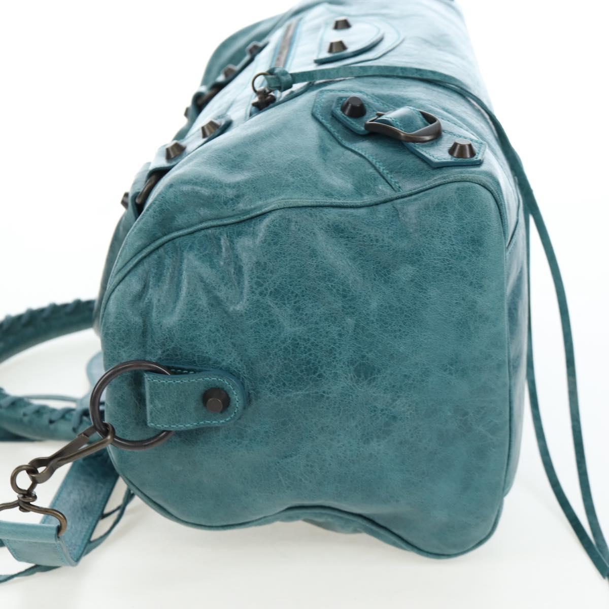 BALENCIAGA The Twiggy Hand Bag Leather 2way Green 128523 Auth 199185V
