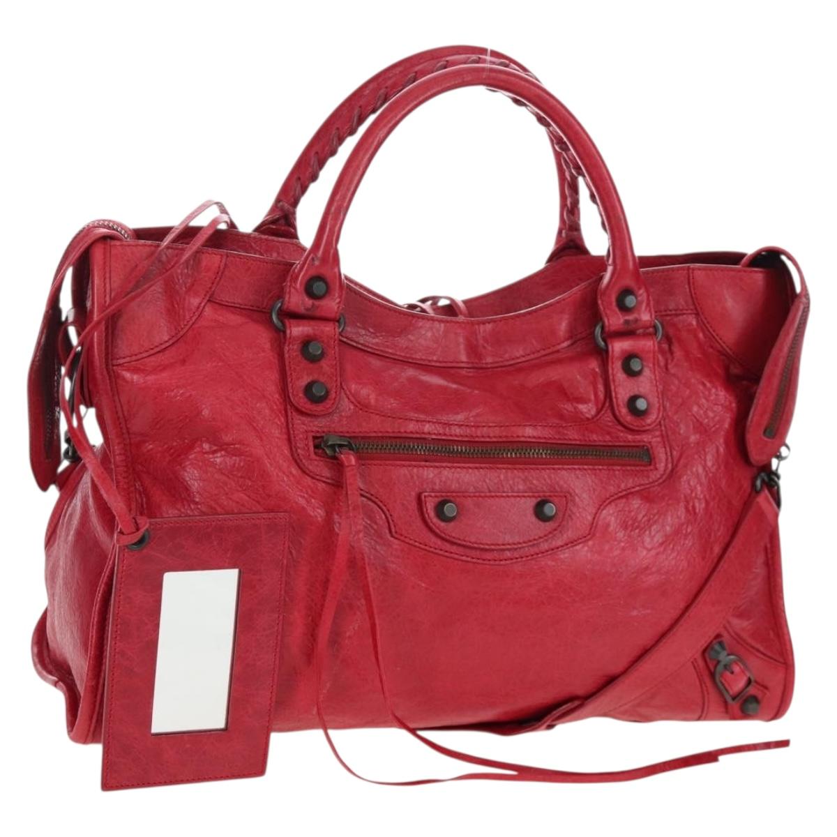 BALENCIAGA The City Hand Bag Leather Red 115748 Auth 199189V