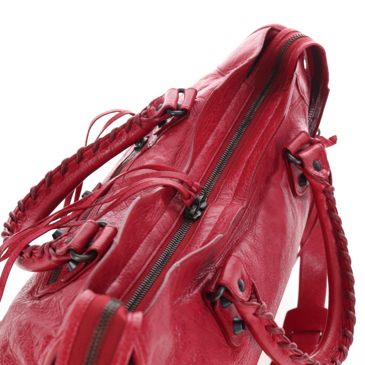 BALENCIAGA The City Hand Bag Leather Red 115748 Auth 199189V