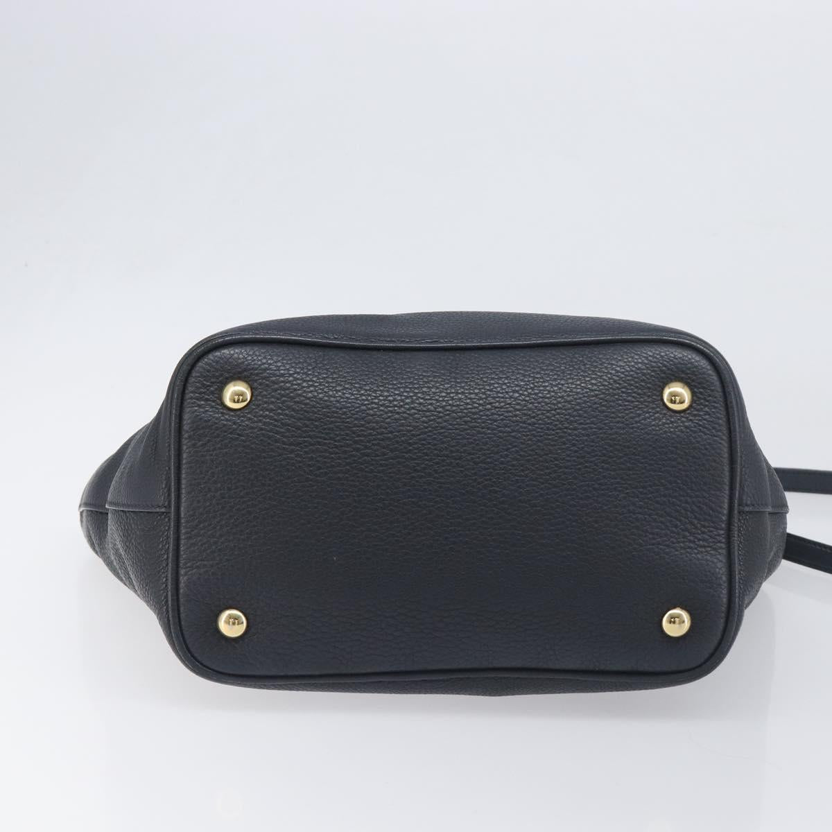 Miu Miu Hand Bag Leather 2way Black Gold Auth 199190A