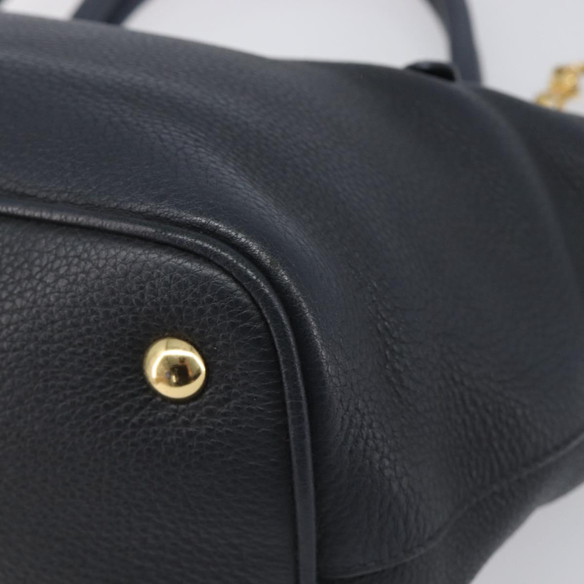 Miu Miu Hand Bag Leather 2way Black Gold Auth 199190A