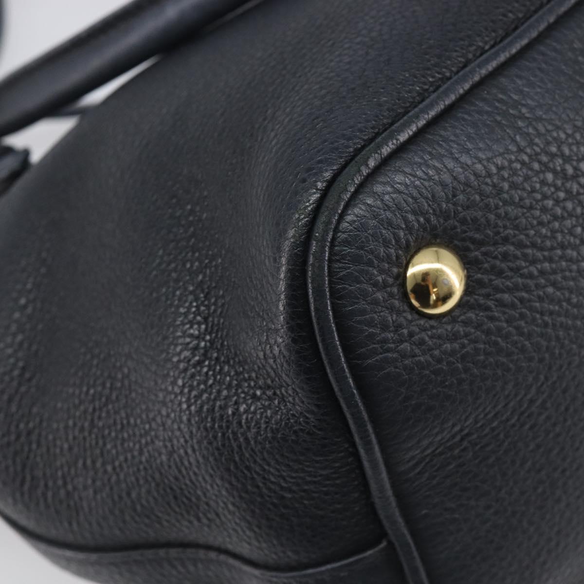 Miu Miu Hand Bag Leather 2way Black Gold Auth 199190A