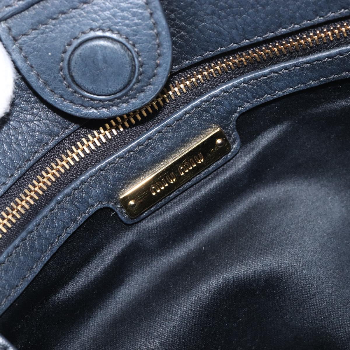 Miu Miu Hand Bag Leather 2way Black Gold Auth 199190A
