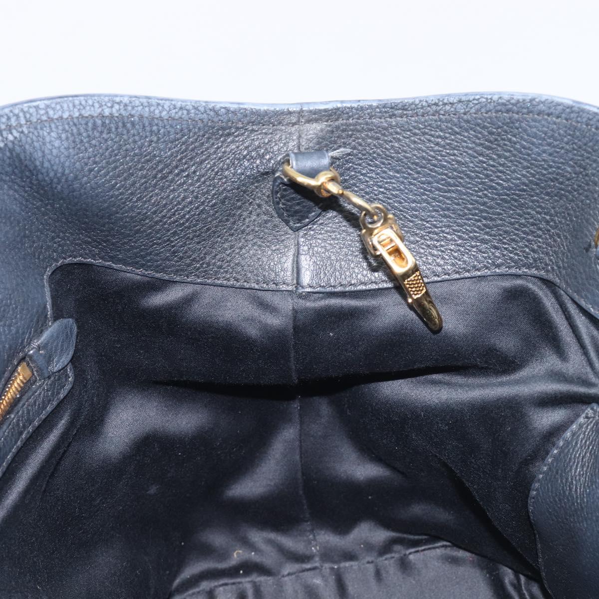 Miu Miu Hand Bag Leather 2way Black Gold Auth 199190A