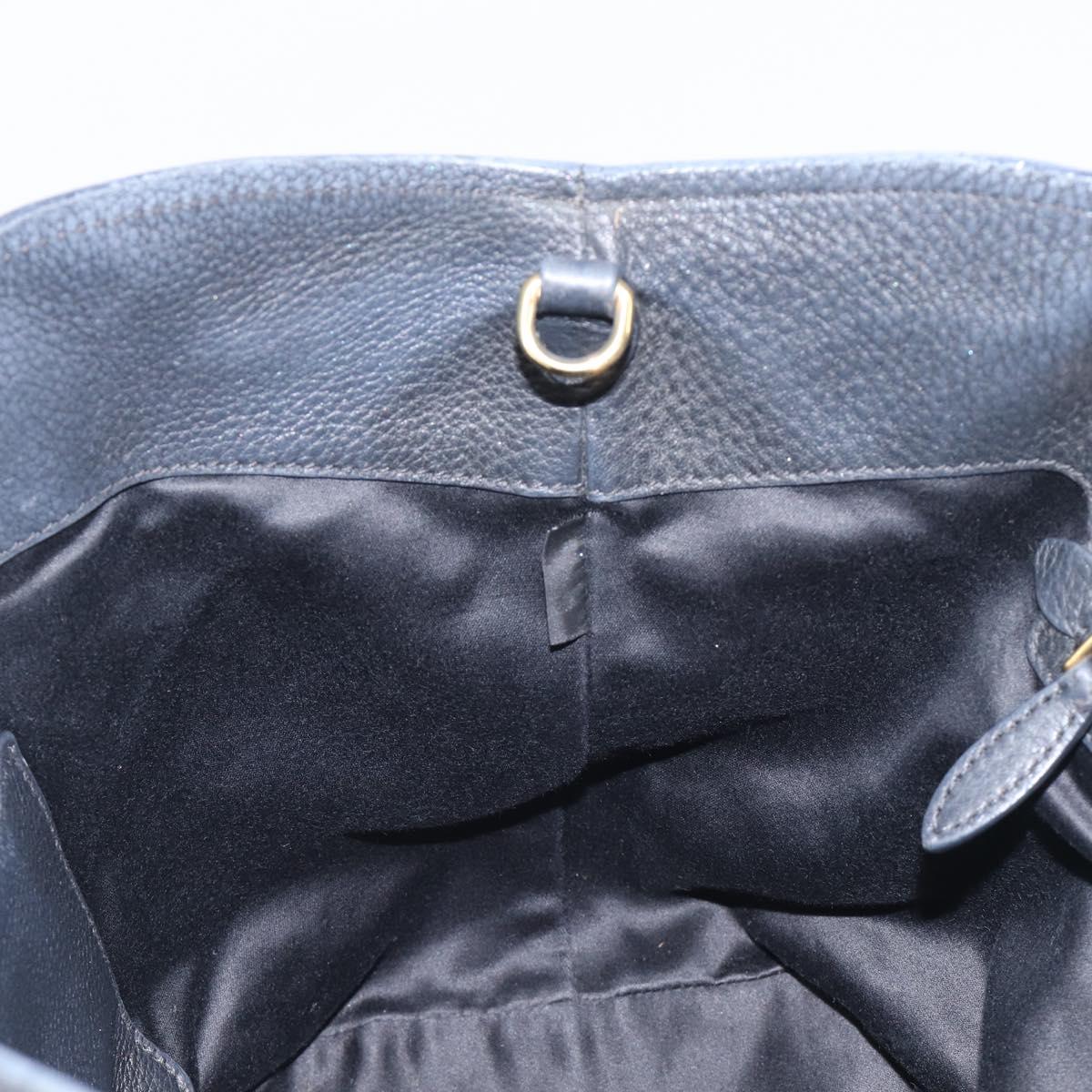 Miu Miu Hand Bag Leather 2way Black Gold Auth 199190A