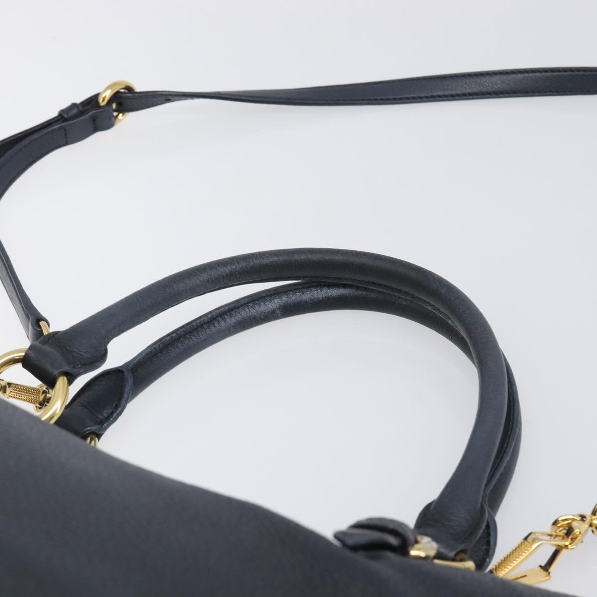 Miu Miu Hand Bag Leather 2way Black Gold Auth 199190A
