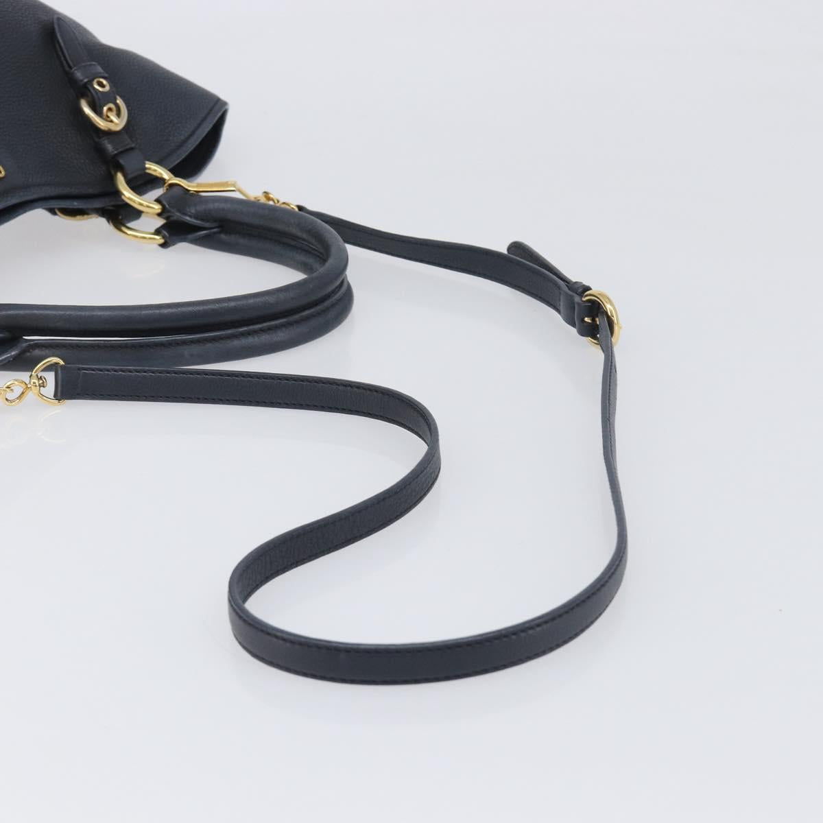 Miu Miu Hand Bag Leather 2way Black Gold Auth 199190A