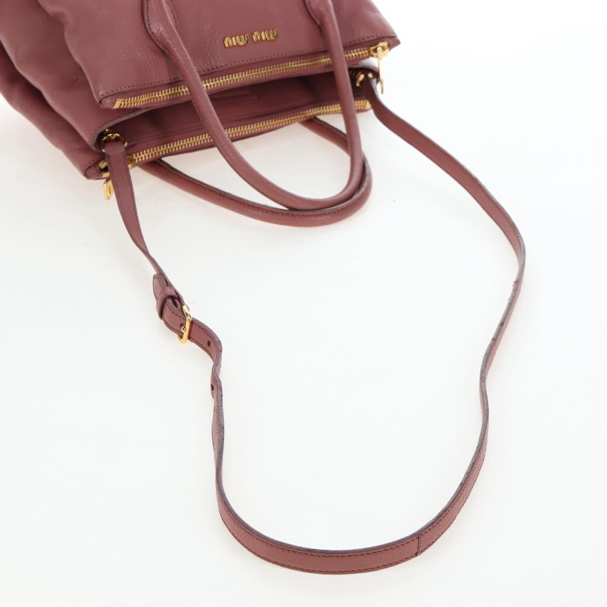 Miu Miu Hand Bag Leather 2way Pink Gold Auth 199193V