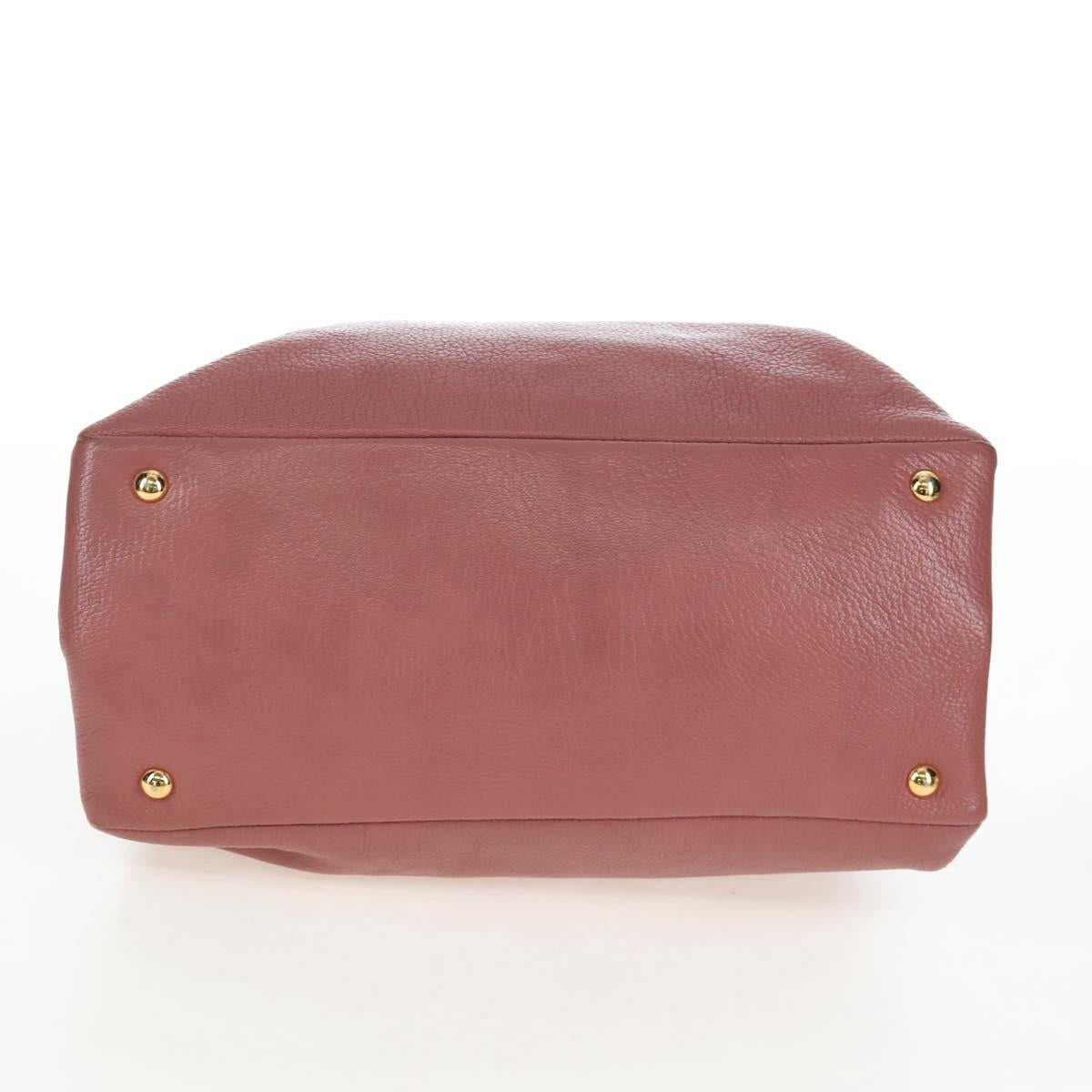 Miu Miu Hand Bag Leather 2way Pink Gold Auth 199193V