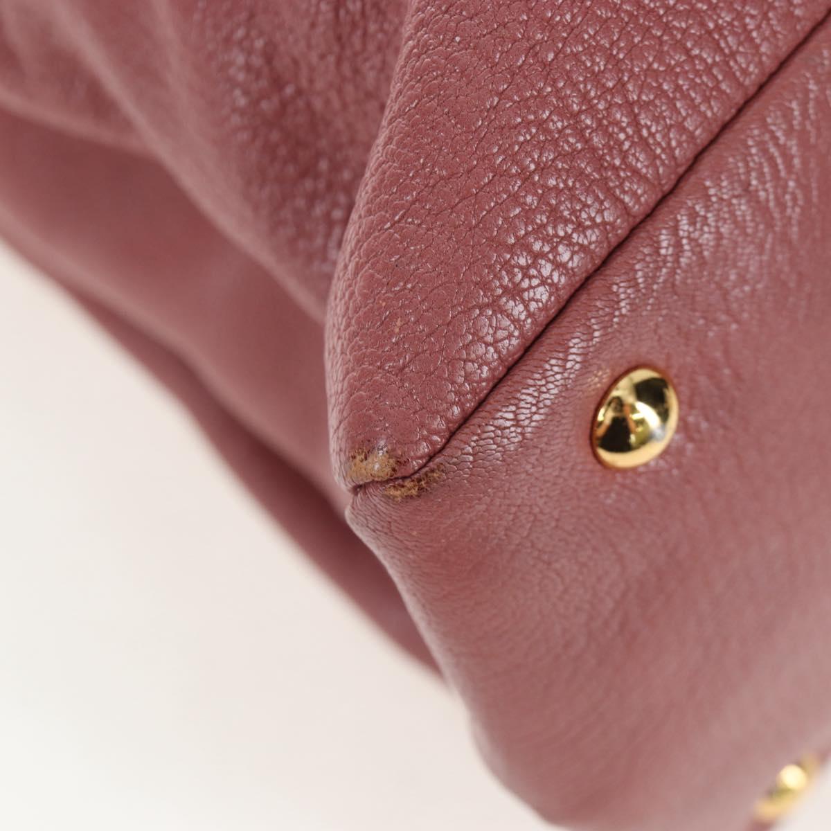 Miu Miu Hand Bag Leather 2way Pink Gold Auth 199193V