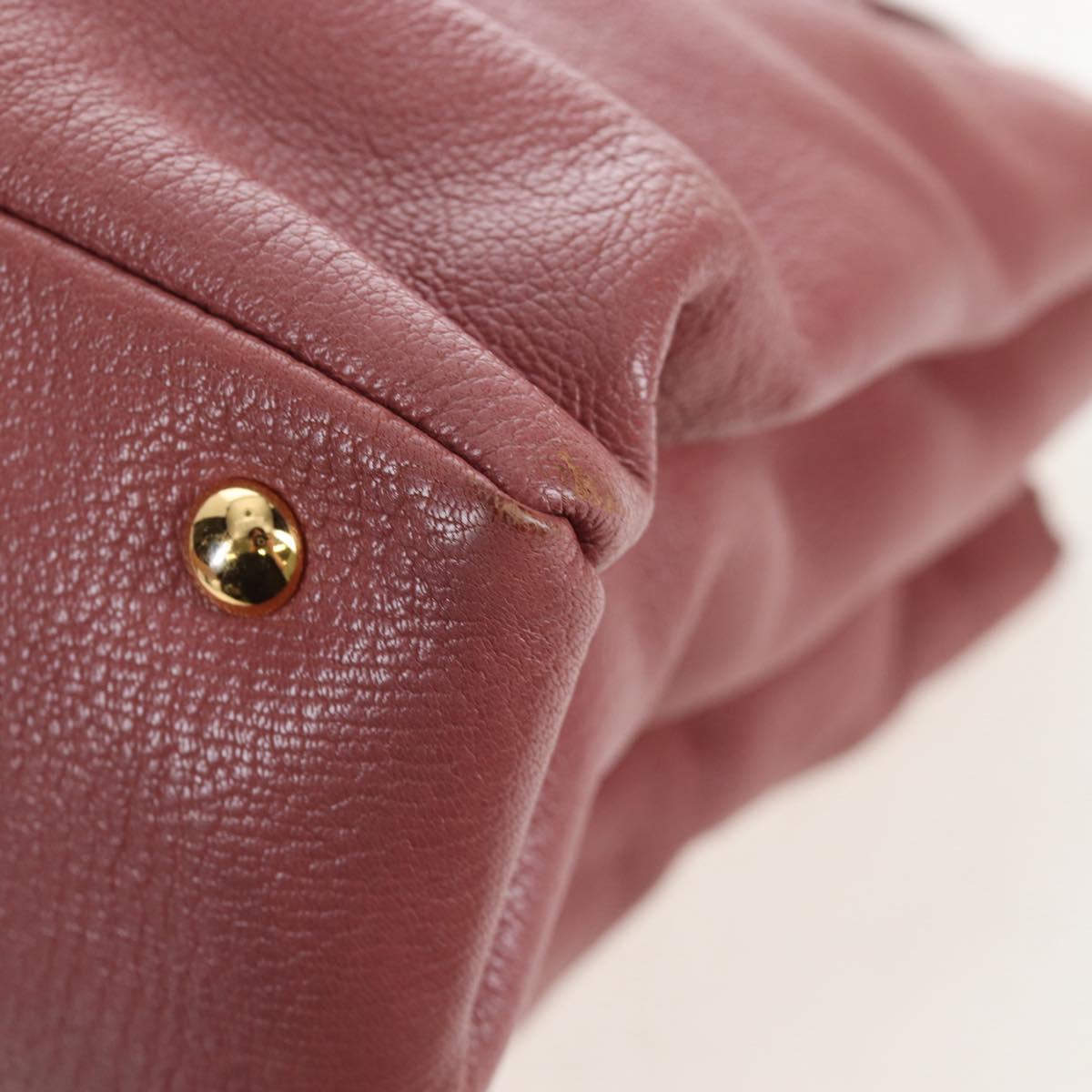 Miu Miu Hand Bag Leather 2way Pink Gold Auth 199193V