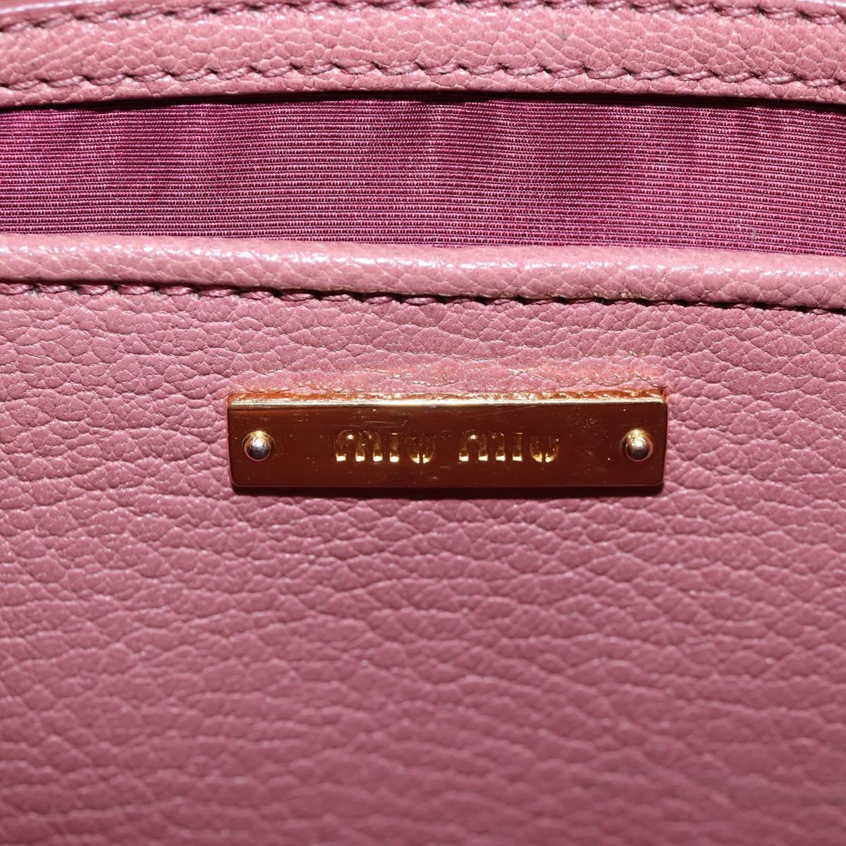 Miu Miu Hand Bag Leather 2way Pink Gold Auth 199193V