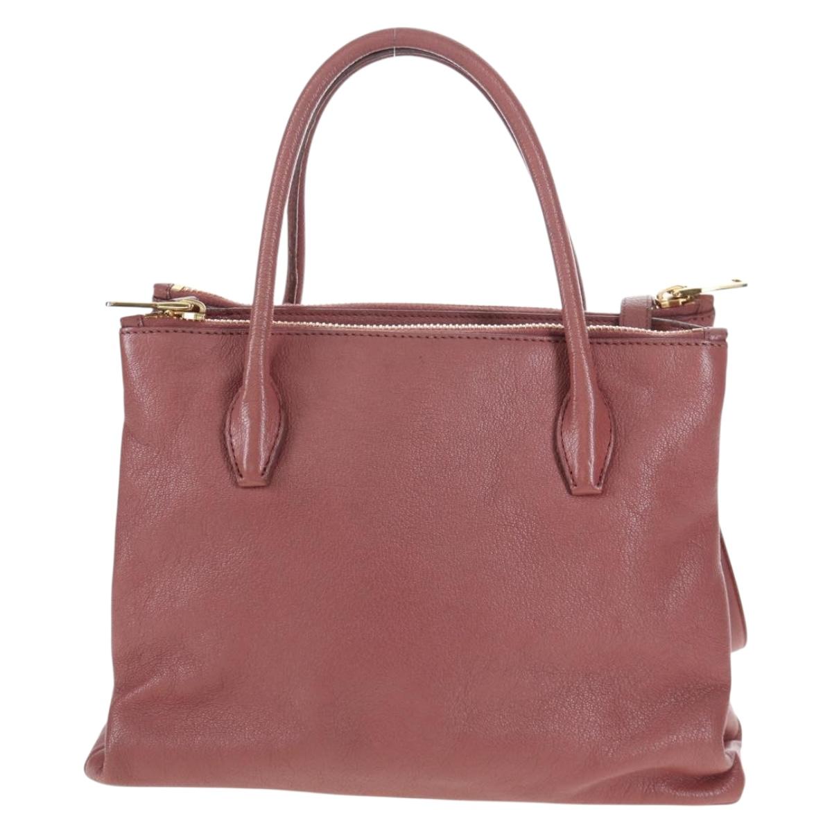 Miu Miu Hand Bag Leather 2way Pink Gold Auth 199193V