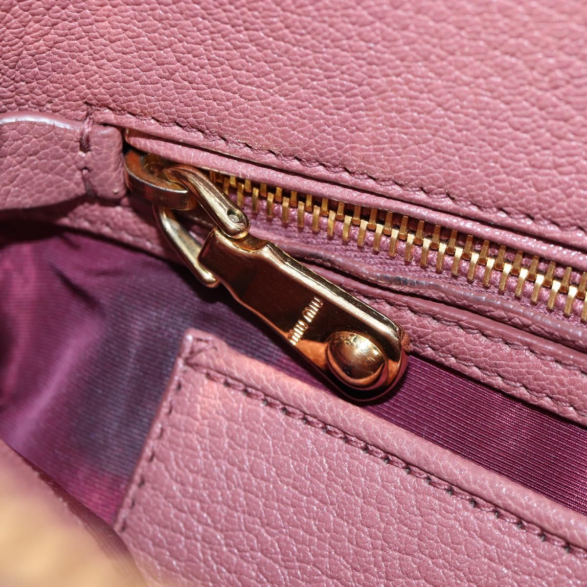Miu Miu Hand Bag Leather 2way Pink Gold Auth 199193V