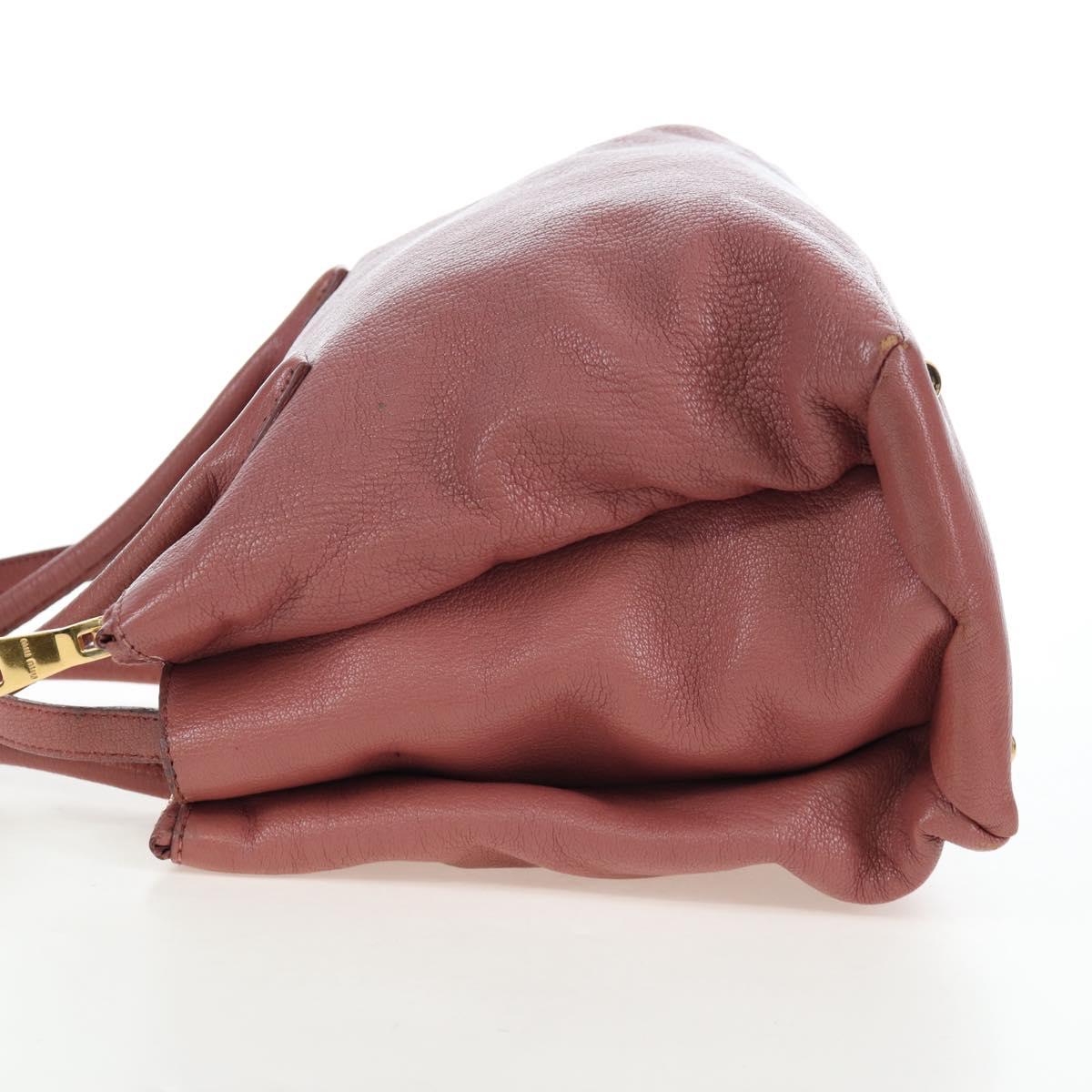 Miu Miu Hand Bag Leather 2way Pink Gold Auth 199193V
