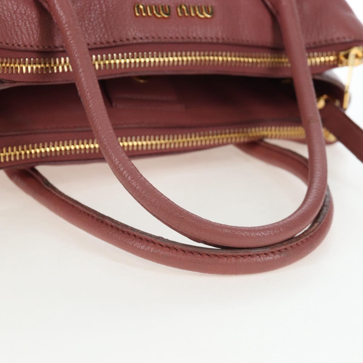 Miu Miu Hand Bag Leather 2way Pink Gold Auth 199193V