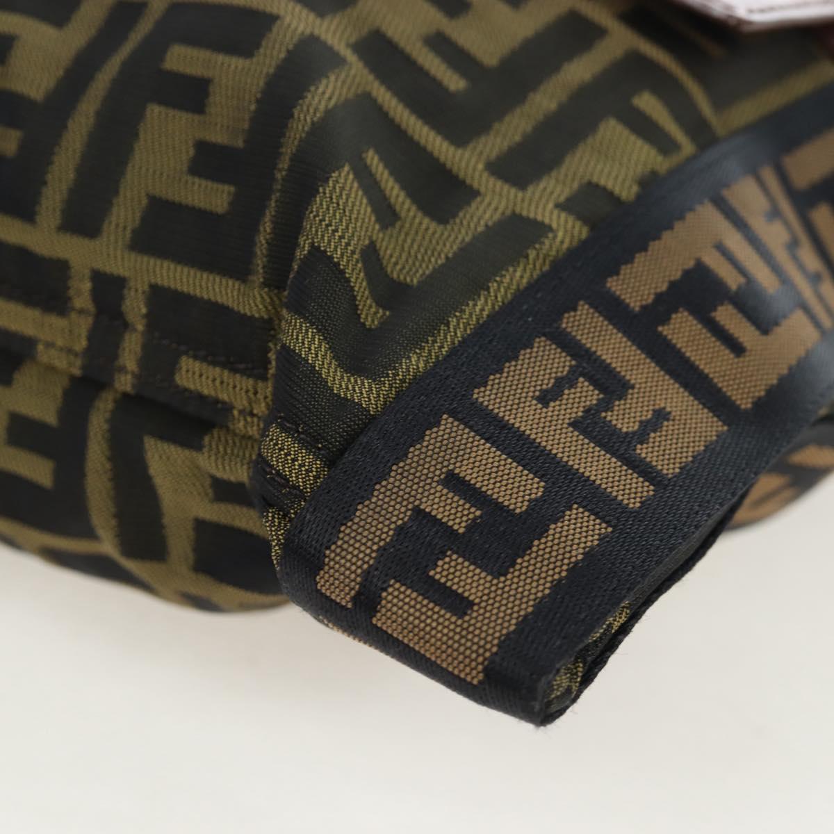 FENDI Zucca Canvas Shoulder Bag Brown Black Auth 199194V