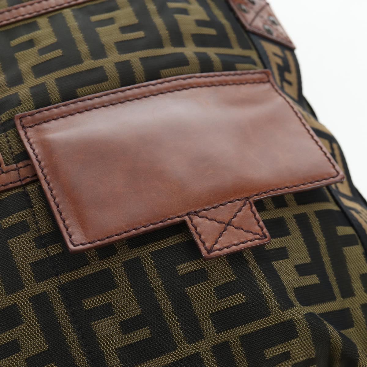FENDI Zucca Canvas Shoulder Bag Brown Black Auth 199194V