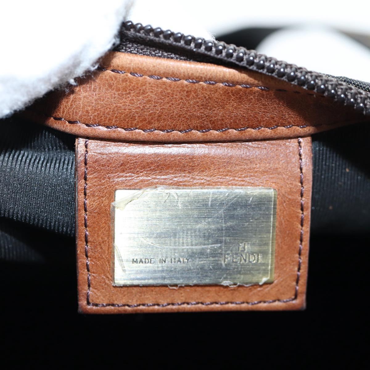 FENDI Zucca Canvas Shoulder Bag Brown Black Auth 199194V