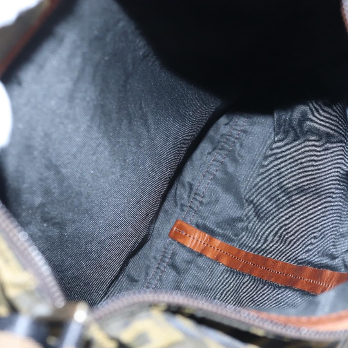 FENDI Zucca Canvas Shoulder Bag Brown Black Auth 199194V
