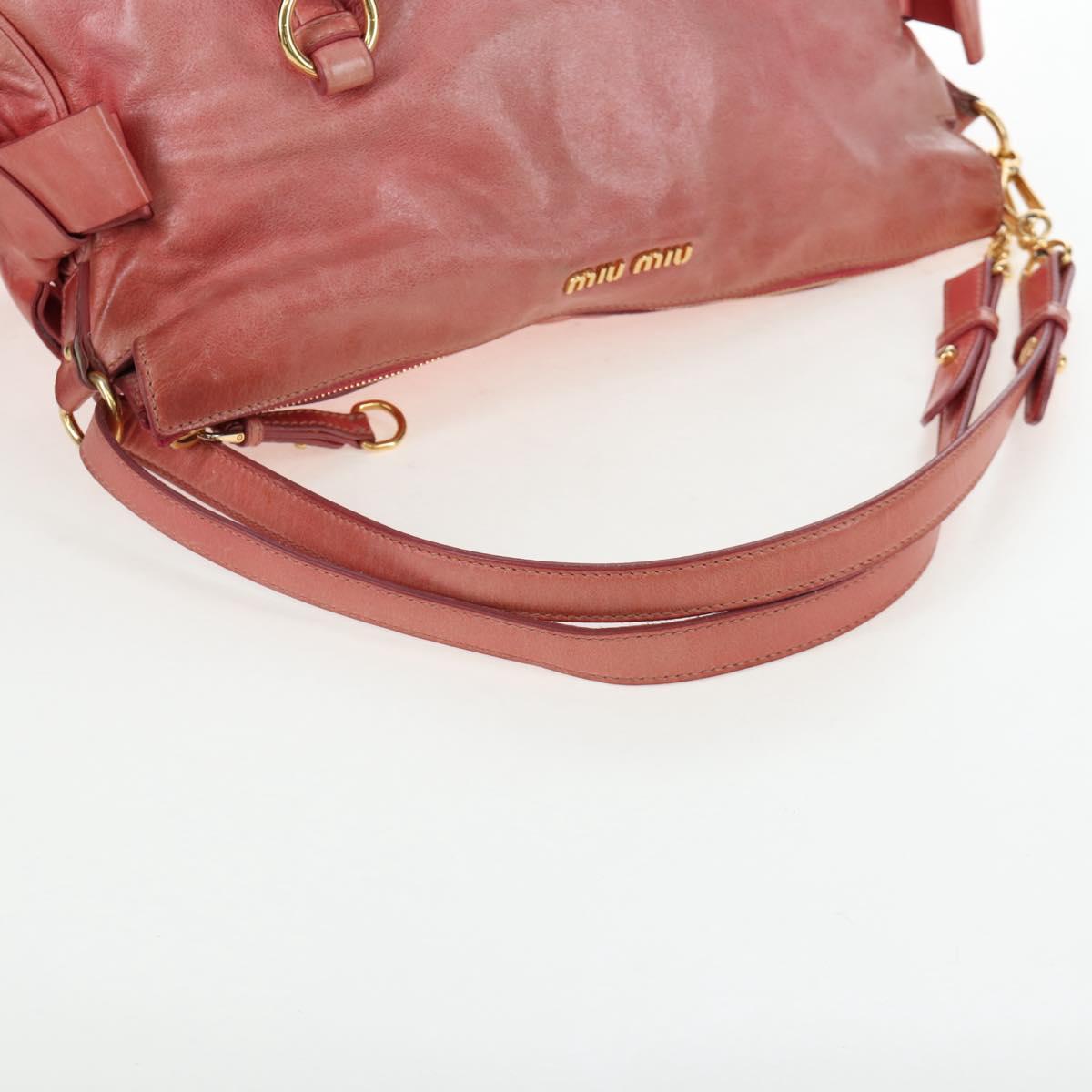 Miu Miu Hand Bag Vitello Lux Leather 2way Pink Gold Auth 199199V