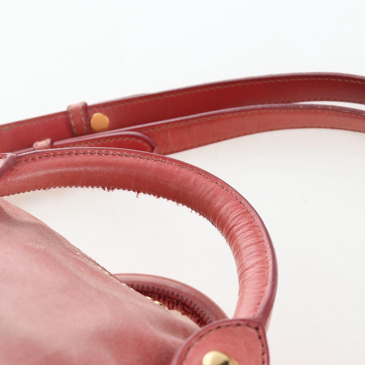 Miu Miu Hand Bag Vitello Lux Leather 2way Pink Gold Auth 199199V