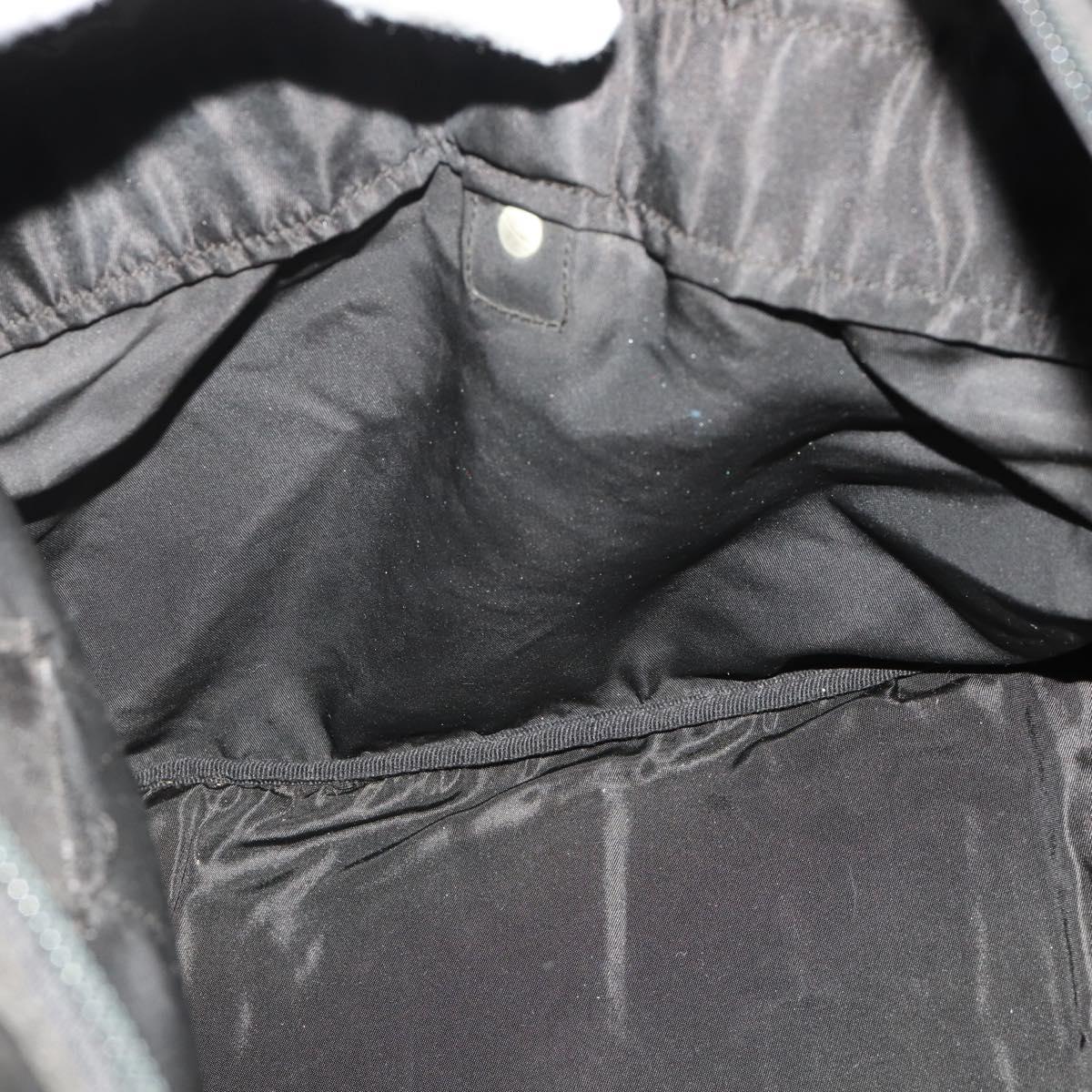 PRADA Boston Bag Nylon Black Silver Auth 199203