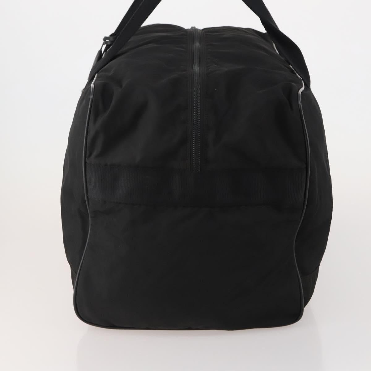 PRADA Boston Bag Nylon Black Silver Auth 199203