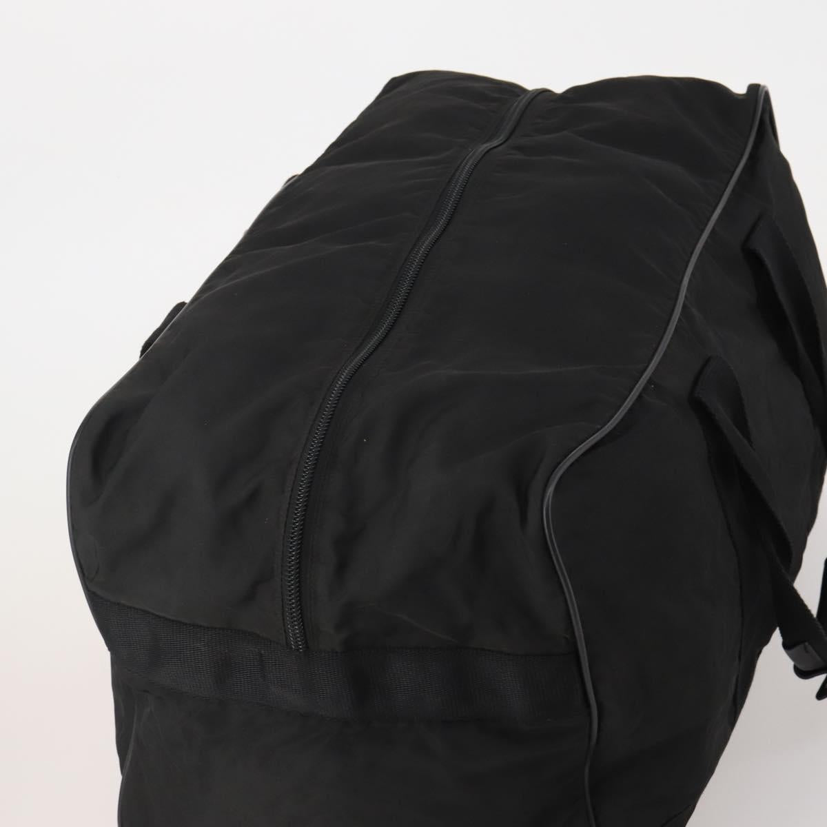 PRADA Boston Bag Nylon Black Silver Auth 199203