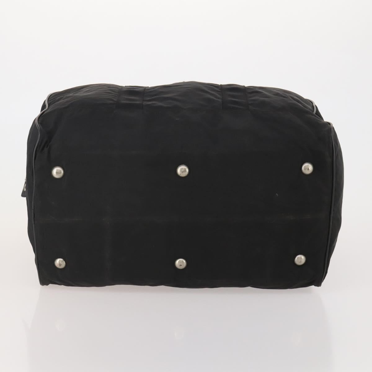 PRADA Boston Bag Nylon Black Silver Auth 199203