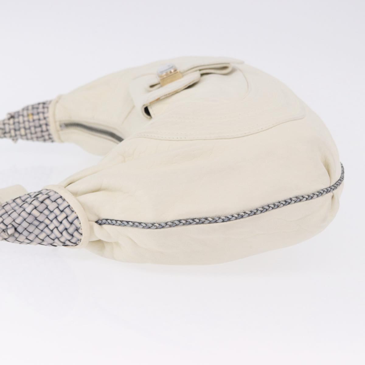 FENDI Spy Bag Shoulder Bag Leather White Auth 199204V