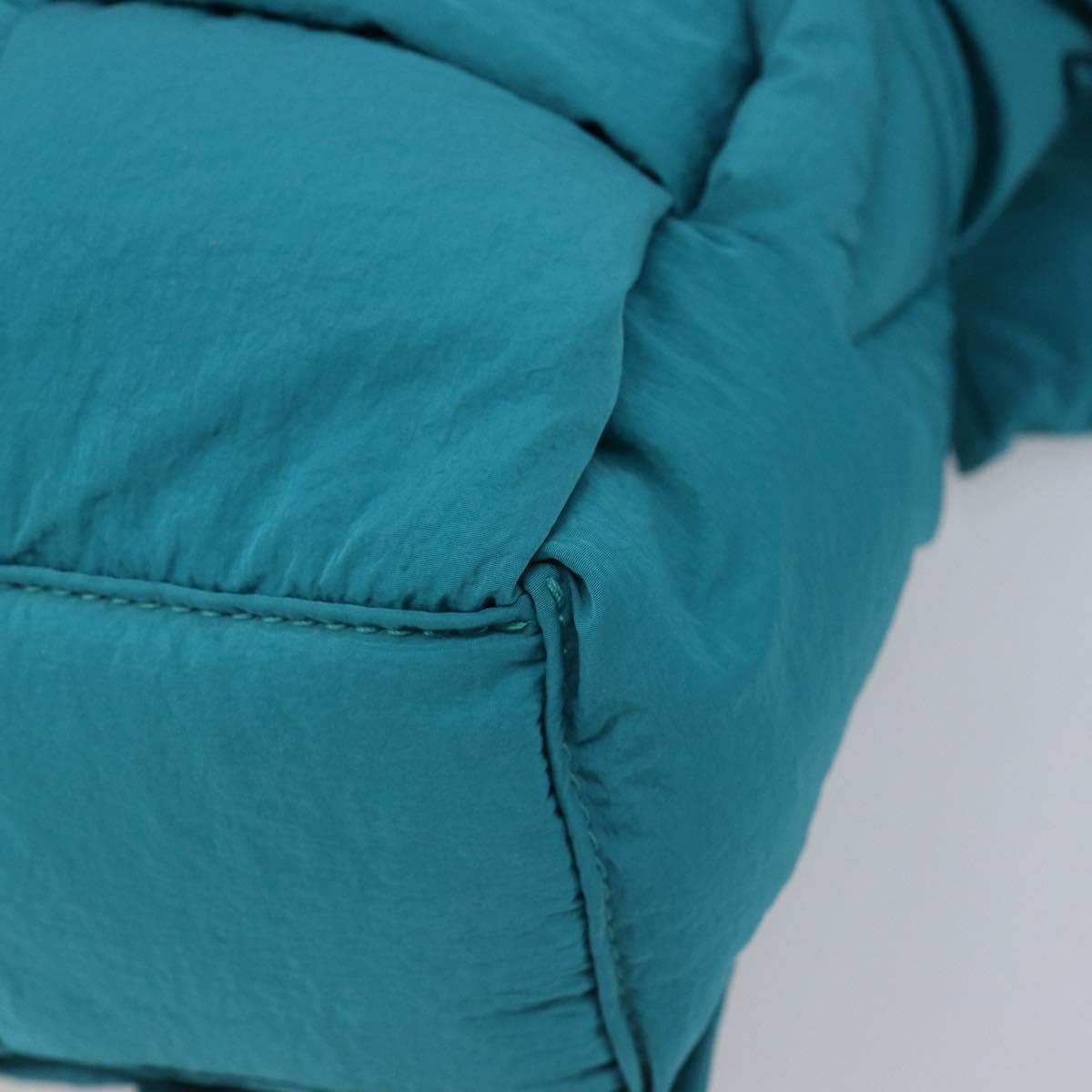 BOTTEGA VENETA MAXI INTRECCIATO Cassette Bag Nylon Turquoise Blue Auth 199207V