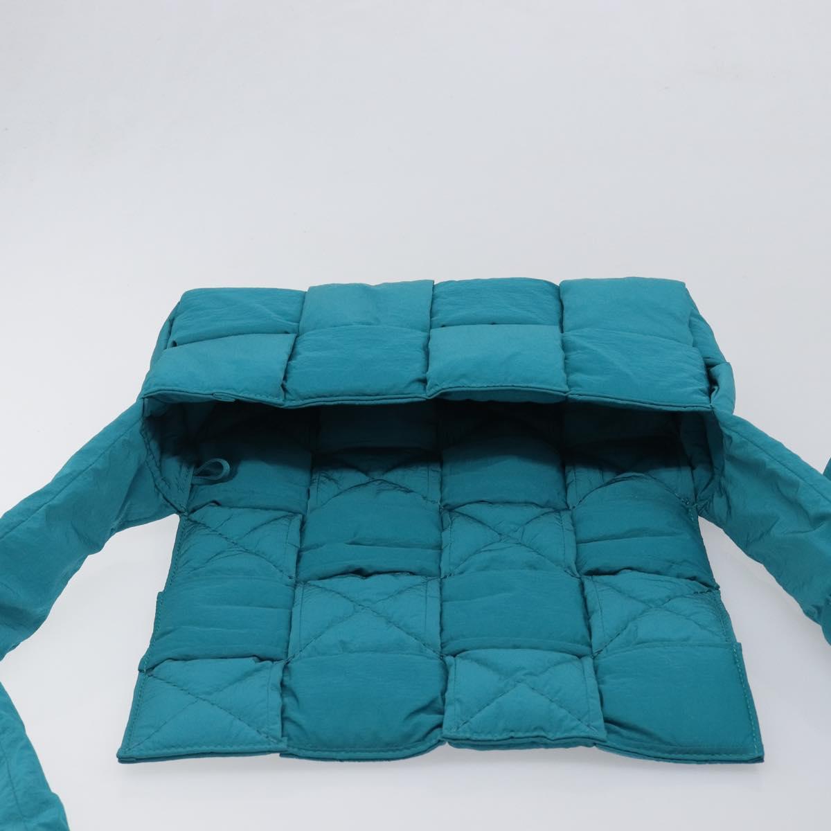 BOTTEGA VENETA MAXI INTRECCIATO Cassette Bag Nylon Turquoise Blue Auth 199207V