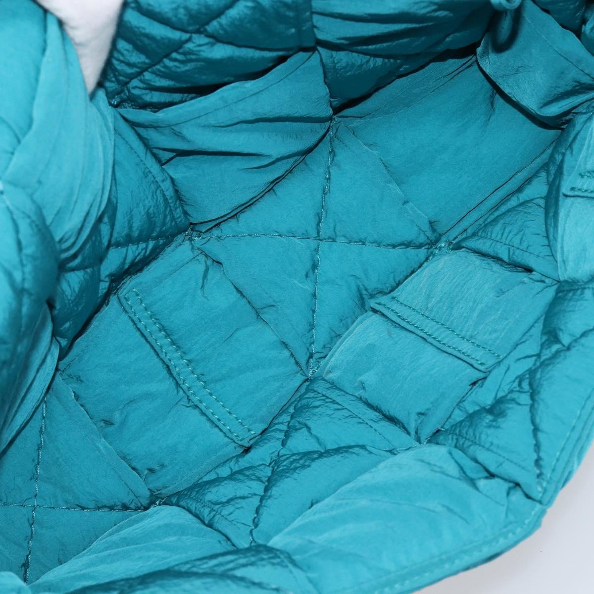 BOTTEGA VENETA MAXI INTRECCIATO Cassette Bag Nylon Turquoise Blue Auth 199207V