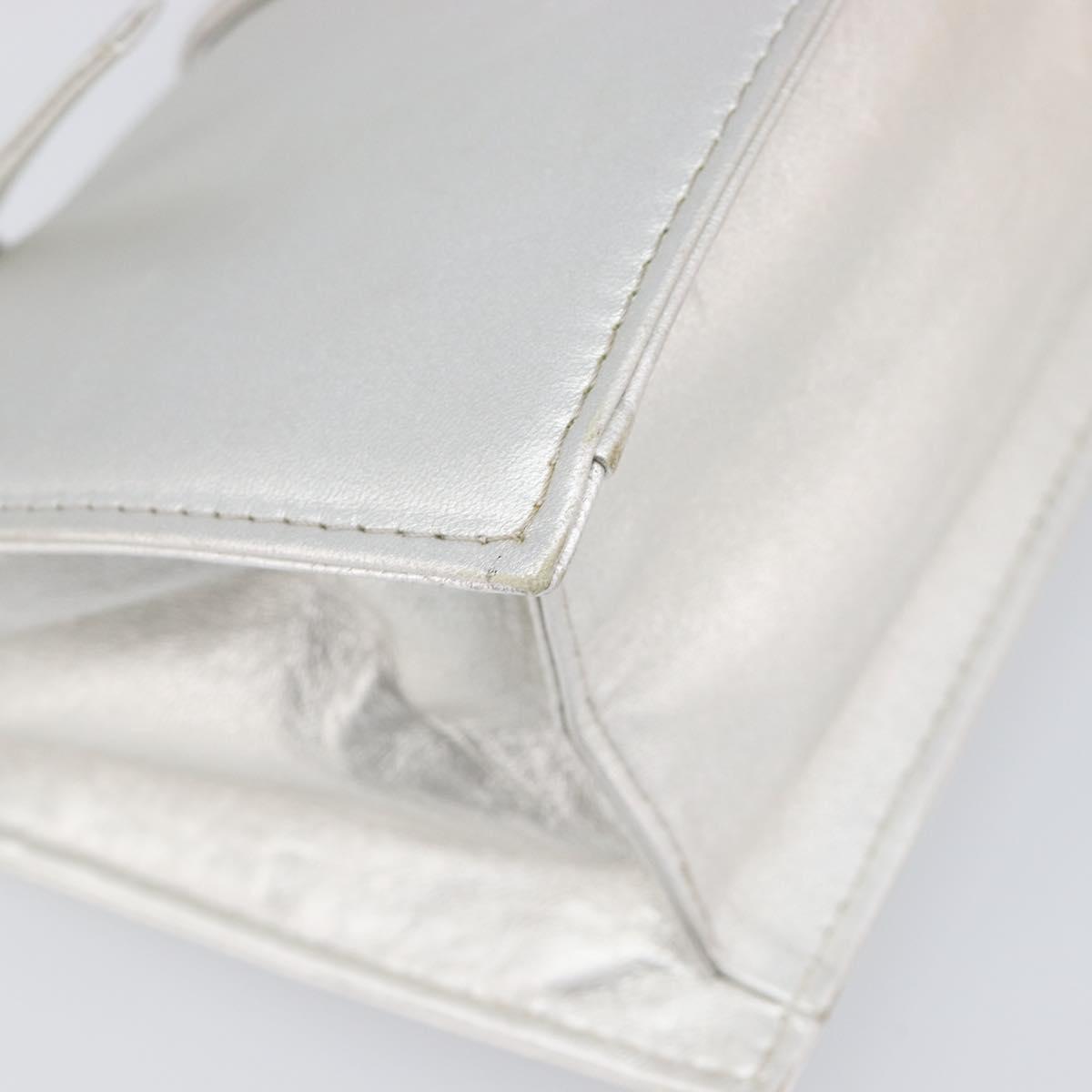 FENDI Mamma Baguette Hand Bag Leather Silver Auth 199212SAV