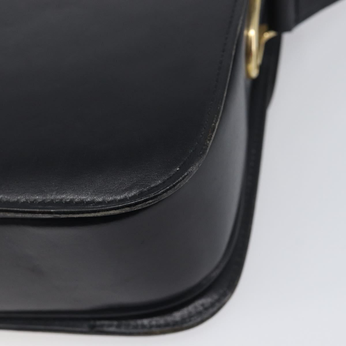 CELINE Shoulder Bag Leather Black Gold Auth 199214