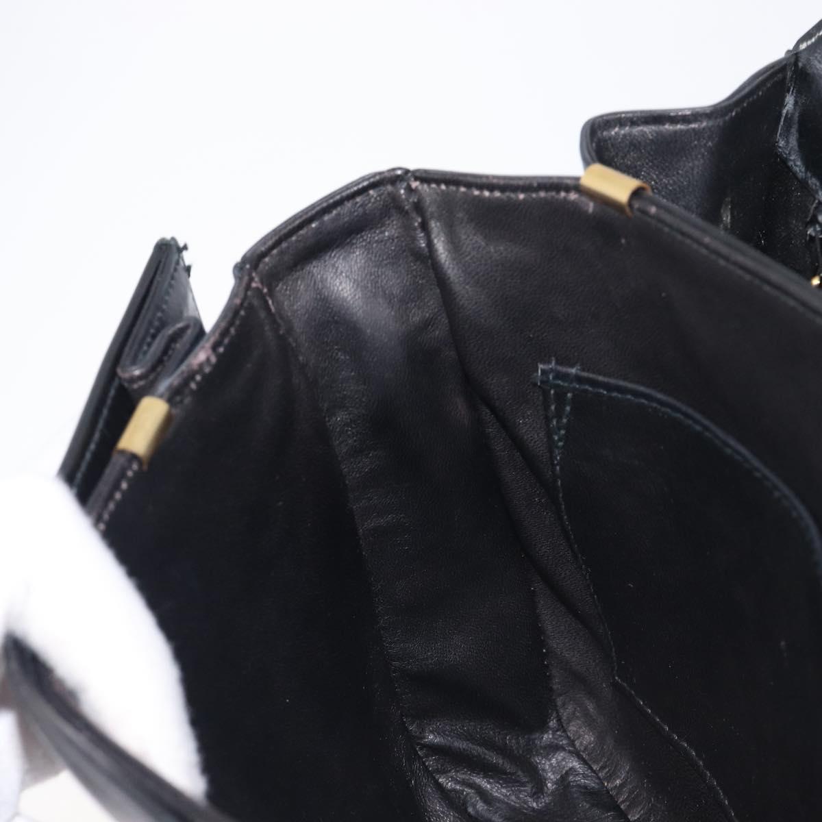 CELINE Shoulder Bag Leather Black Gold Auth 199214
