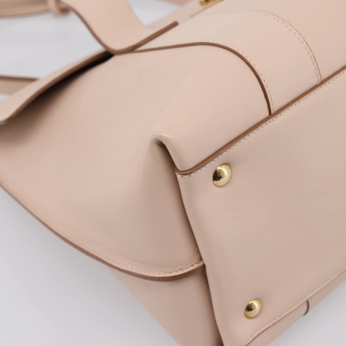 Salvatore Ferragamo Gancini Tote Bag Leather Pink Gold Auth 199216V