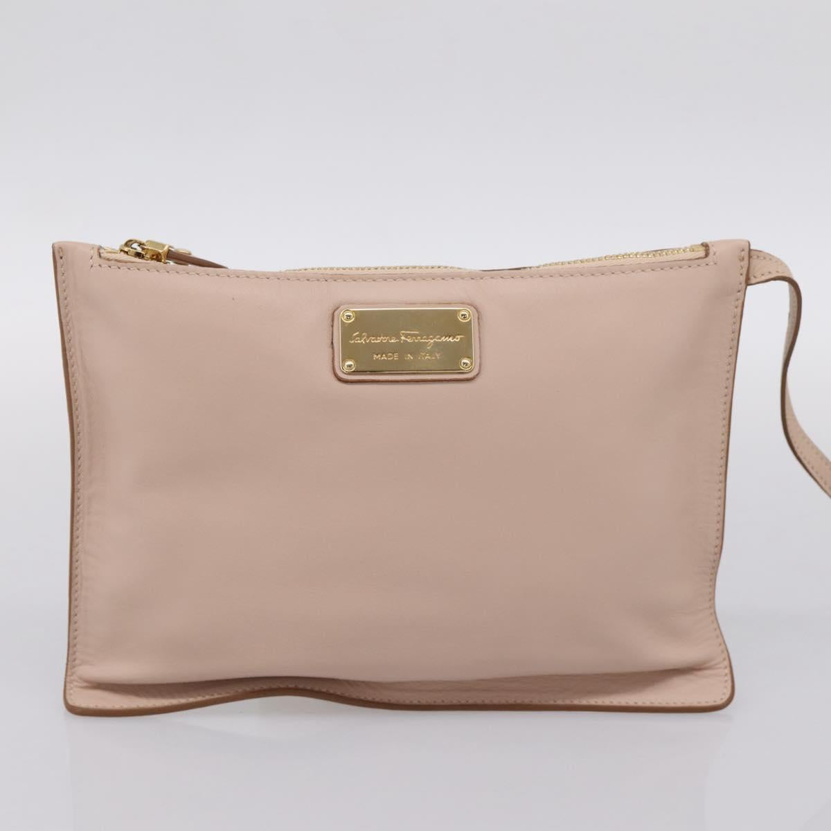 Salvatore Ferragamo Gancini Tote Bag Leather Pink Gold Auth 199216V