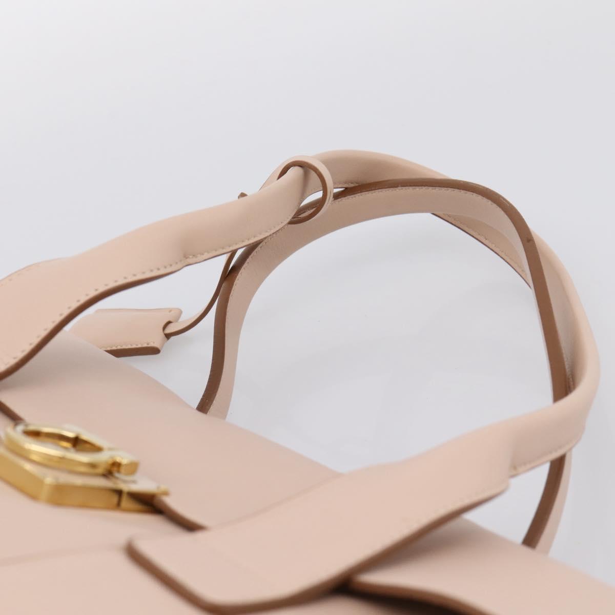 Salvatore Ferragamo Gancini Tote Bag Leather Pink Gold Auth 199216V