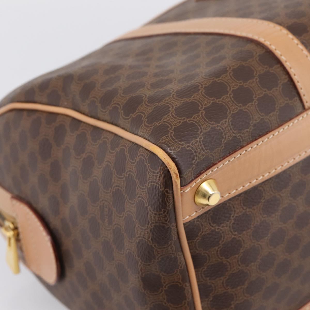 CELINE Macadam Canvas Boston Bag PVC Leather Brown Gold Auth 199217A