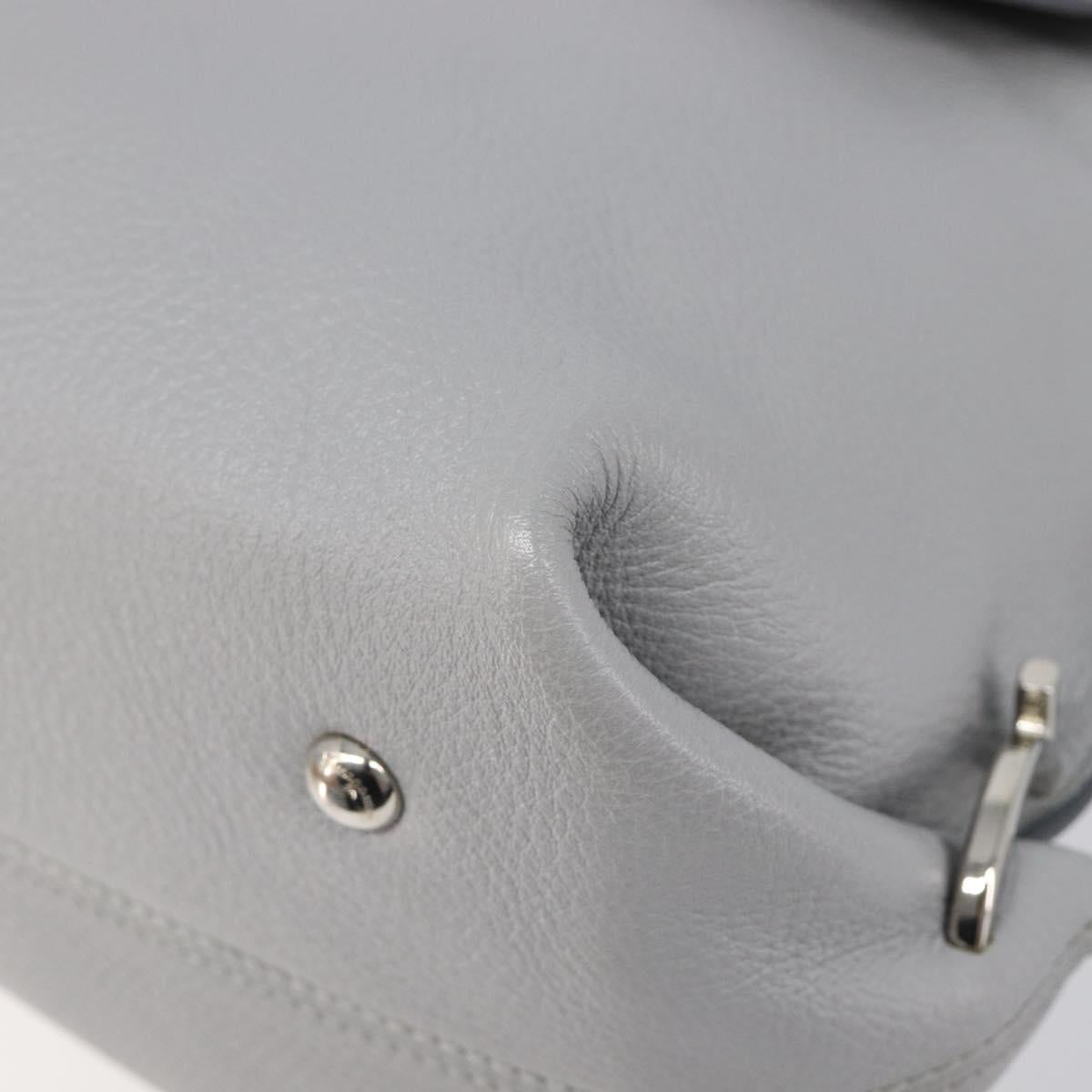Salvatore Ferragamo Sofia Gancini Hand Bag Leather 2way Gray Silver Auth 199218V