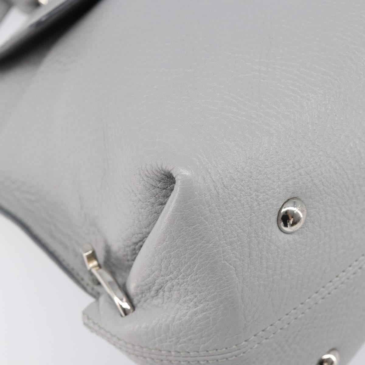 Salvatore Ferragamo Sofia Gancini Hand Bag Leather 2way Gray Silver Auth 199218V