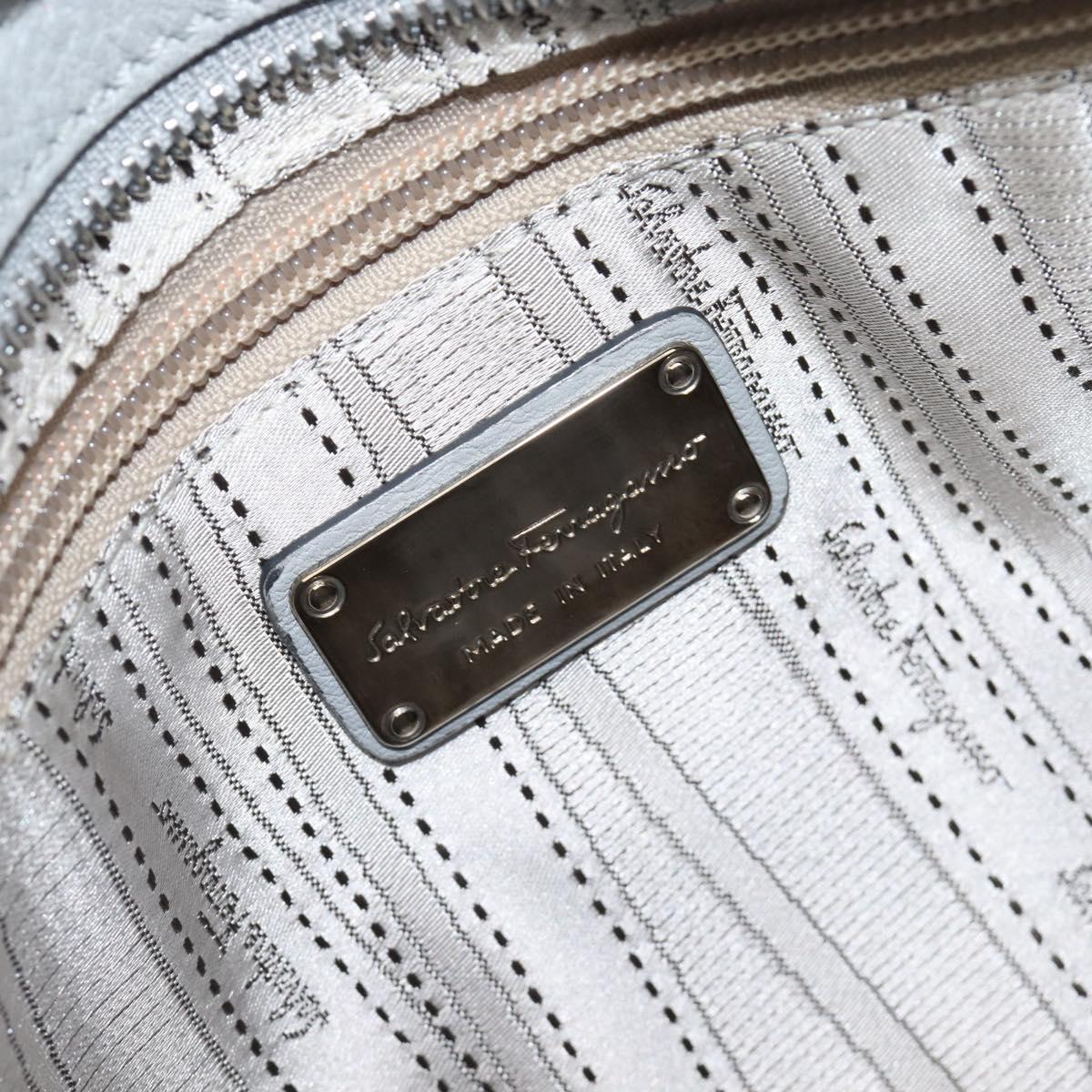 Salvatore Ferragamo Sofia Gancini Hand Bag Leather 2way Gray Silver Auth 199218V
