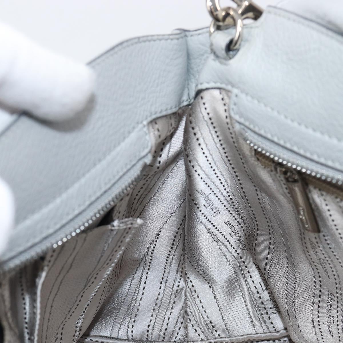 Salvatore Ferragamo Sofia Gancini Hand Bag Leather 2way Gray Silver Auth 199218V