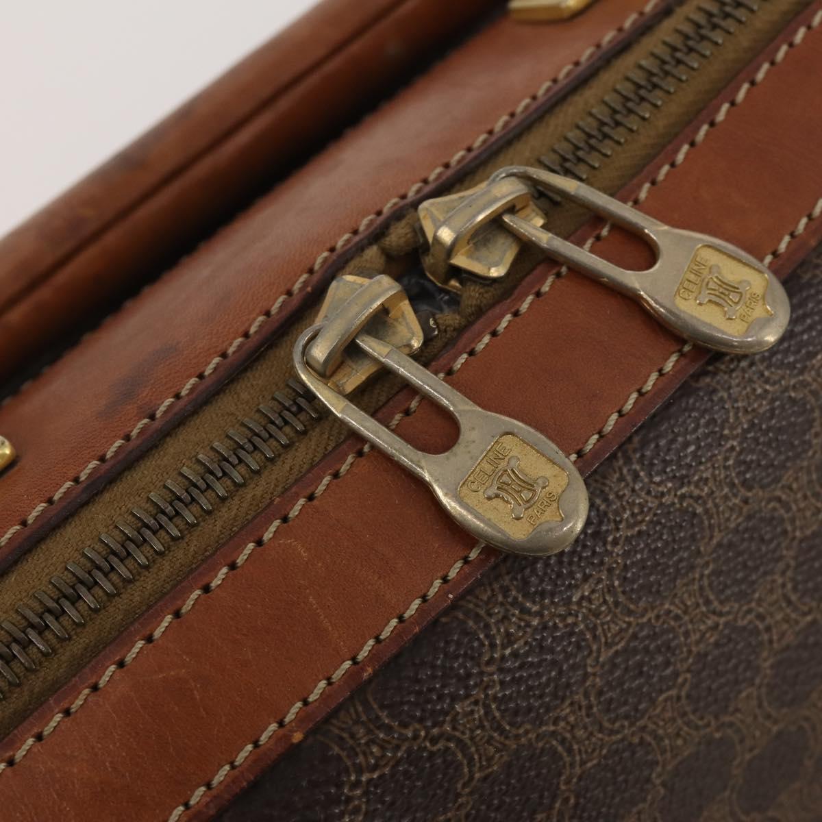 CELINE Macadam Canvas Hand Bag PVC Leather 2way Brown Gold Auth 199219