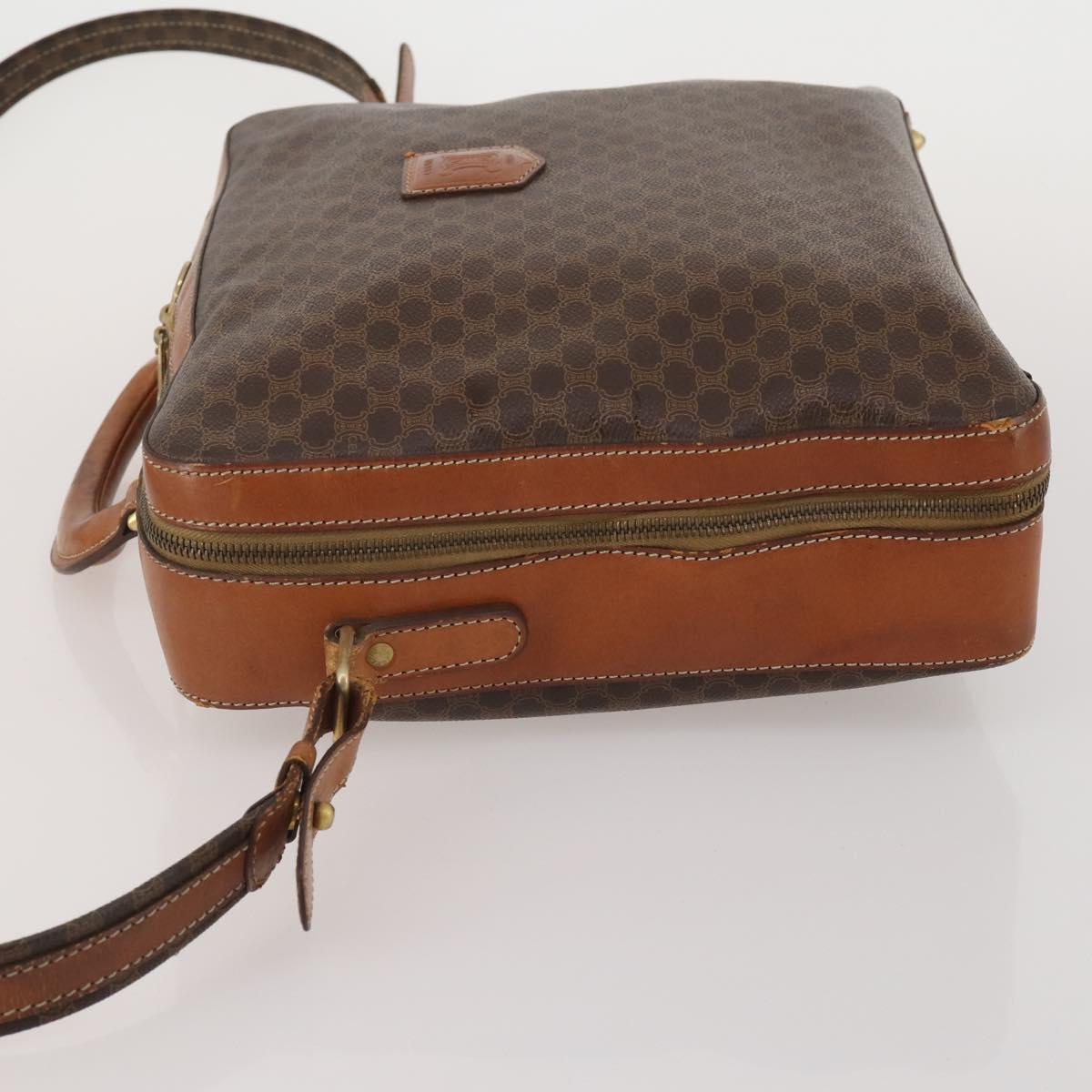 CELINE Macadam Canvas Hand Bag PVC Leather 2way Brown Gold Auth 199219