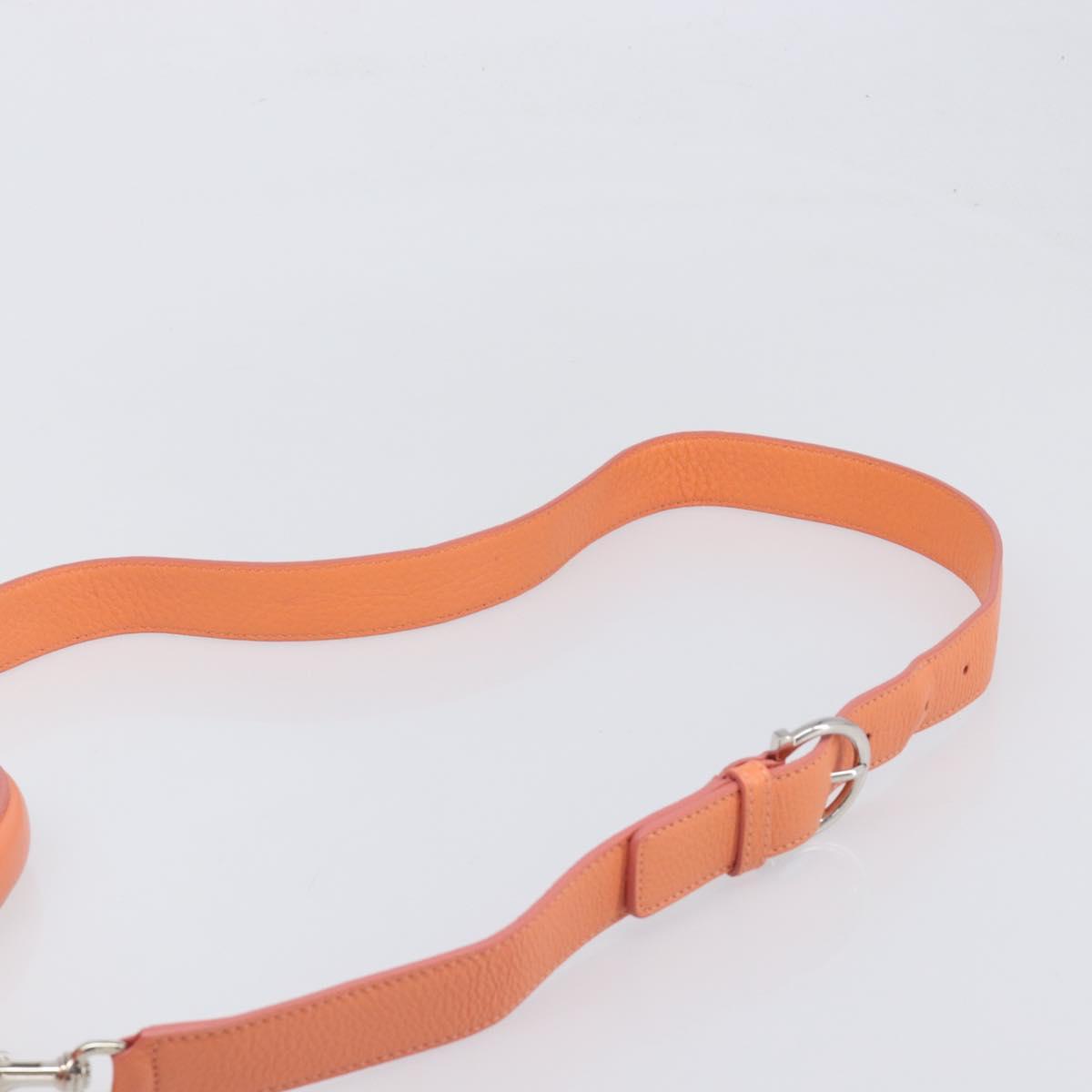 Salvatore Ferragamo Sofia Gancini Bag Leather 2way Orange Silver Auth 199221V