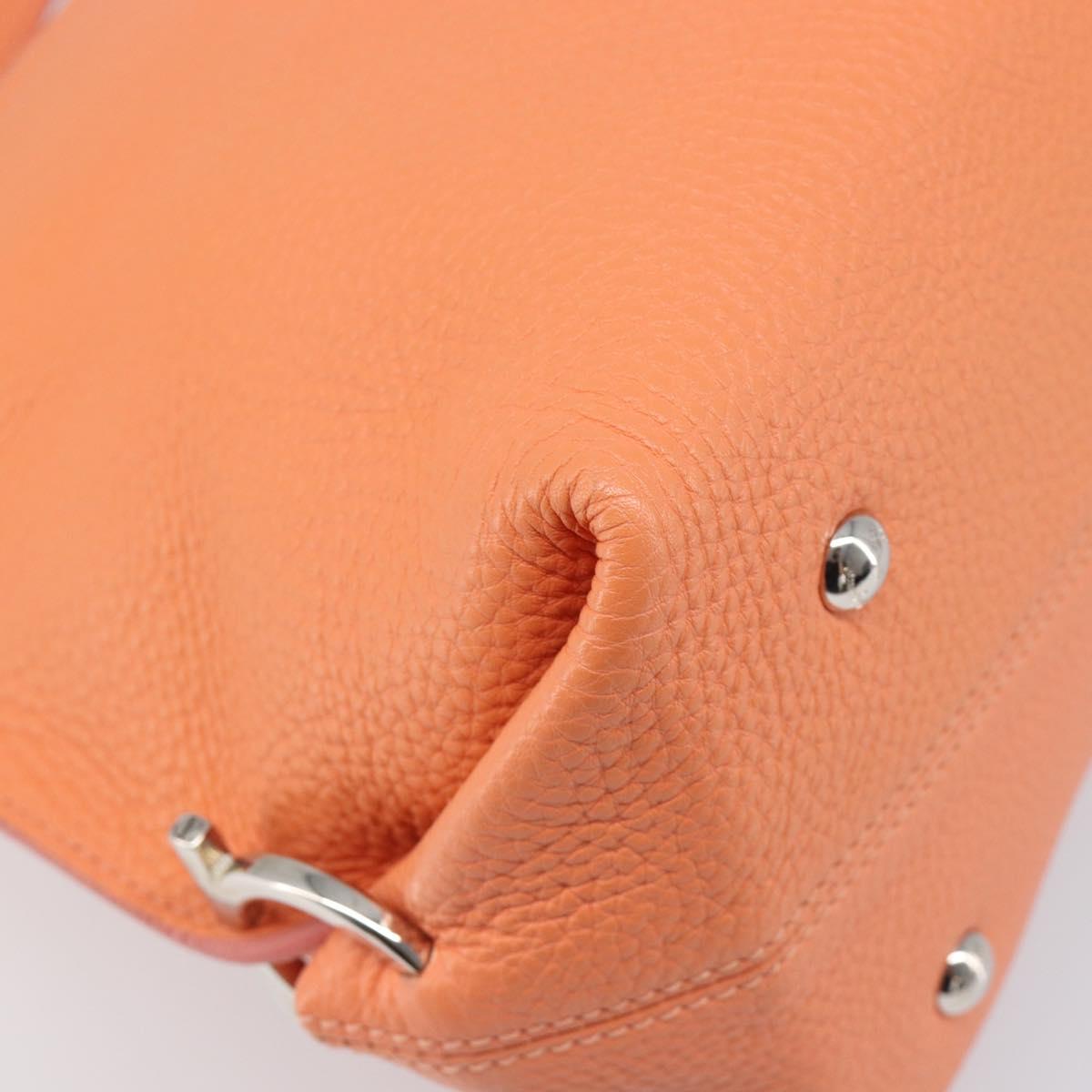Salvatore Ferragamo Sofia Gancini Bag Leather 2way Orange Silver Auth 199221V